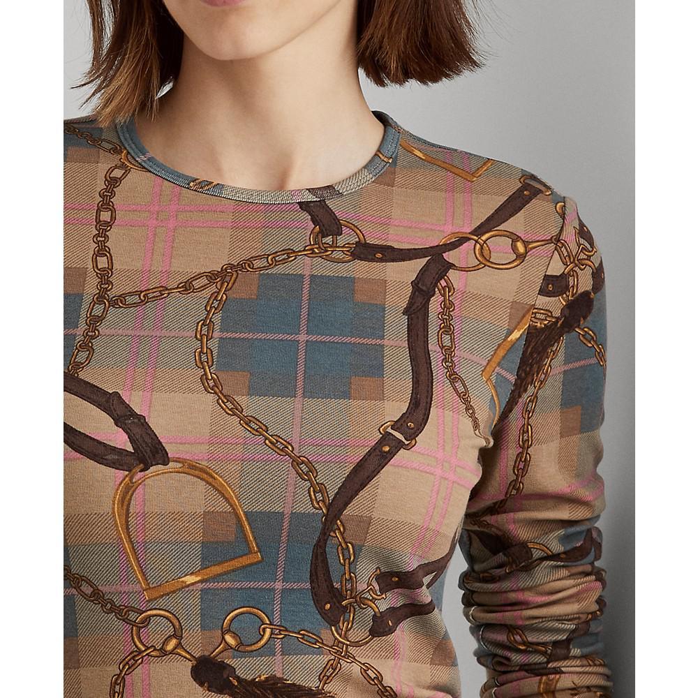 商品Ralph Lauren|Plaid Stretch Cotton Long-Sleeve T-Shirt,价格¥517,第5张图片详细描述