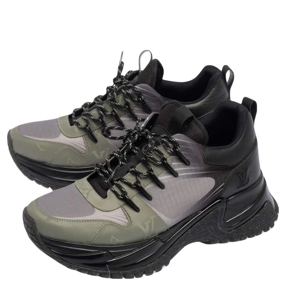 商品[二手商品] Louis Vuitton|Louis Vuitton Black/Green Leather And Canvas Run Away Pulse Sneakers Size 41,价格¥8684,第4张图片详细描述