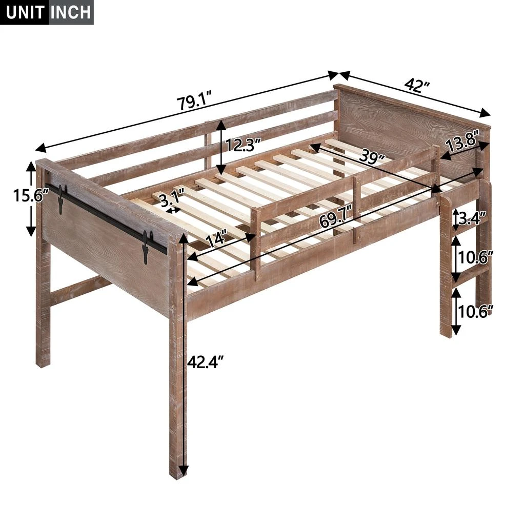 Wood Twin Size Loft Bed 商品