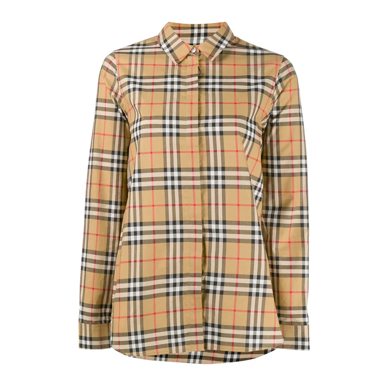 商品Burberry|BURBERRY 博柏利 经典Vintage格纹尖领长袖女士衬衫 8014010,价格¥2499,第1张图片