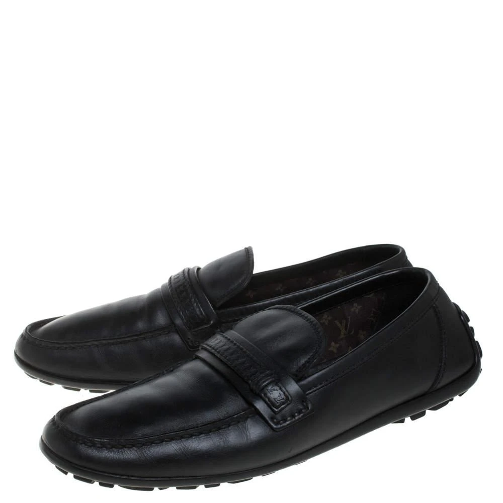 商品[二手商品] Louis Vuitton|Louis Vuitton Black Leather Slip On Loafers Size 42.5,价格¥3349,第4张图片详细描述