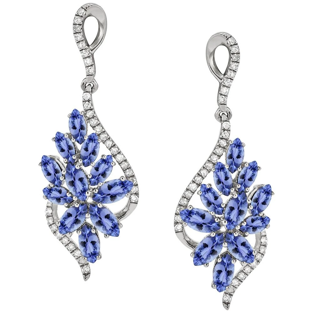 商品Macy's|Tanzanite (2-1/3 ct. t.w.) & Diamond (1/4 ct. t.w.) Flower Swirl Drop Earrings in 14k White Gold,价格¥9740,第1张图片