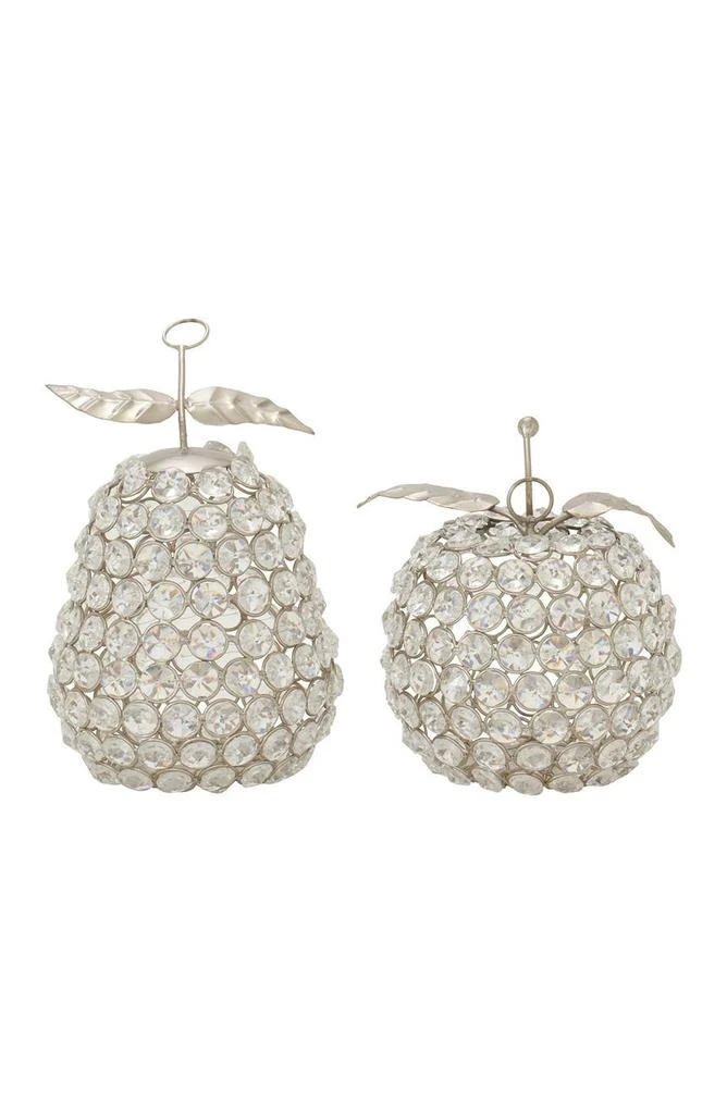 商品WILLOW ROW|SIlvertone Metal Decorative Fruit Sculpture with Crystal Embellishment - Set of 2,价格¥493,第1张图片