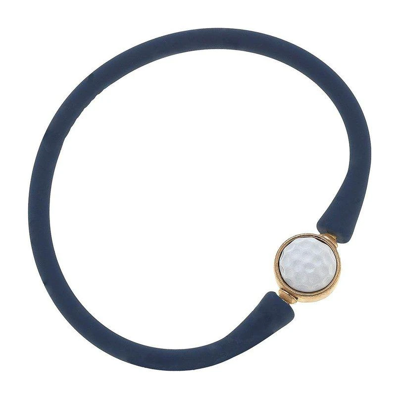 商品Canvas Style|Enamel Golf Ball Silicone Bali Bracelet In Navy,价格¥210,第1张图片