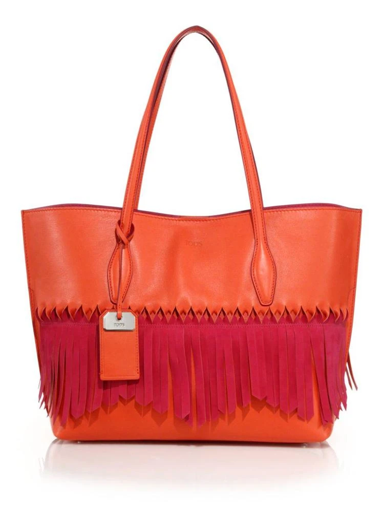 商品Tod's|Joy Medium Two-Tone Fringed Leather & Suede Tote,价格¥15696,第1张图片