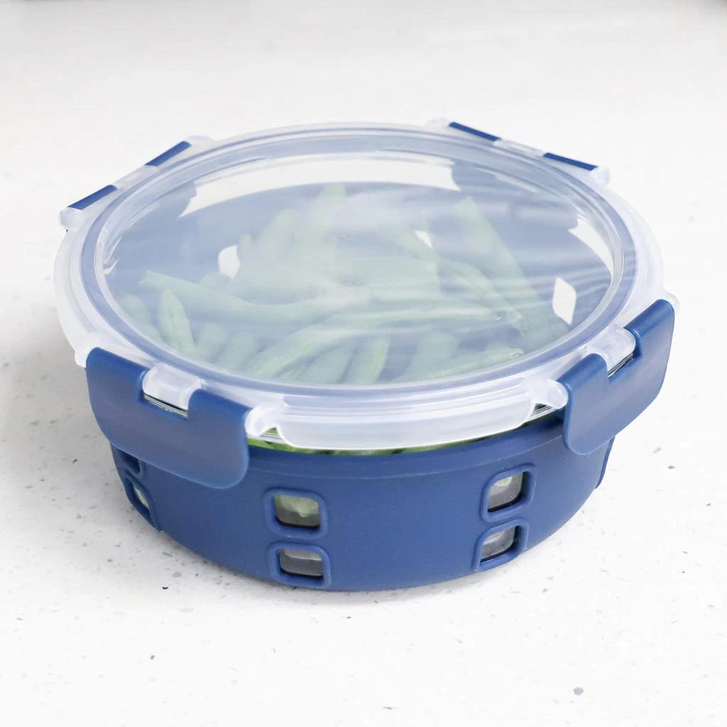 商品Michael Graves Design|Michael Graves Design Round 32 Ounce High Borosilicate Glass Food Storage Container with Plastic Lid, Indigo,价格¥135,第3张图片详细描述