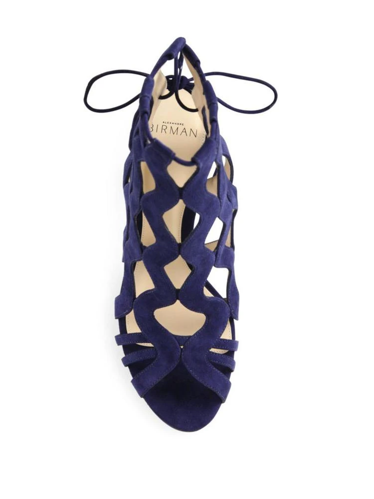 商品Alexandre Birman|Loretta Suede Block Heel Cage Sandals,价格¥2226,第4张图片详细描述