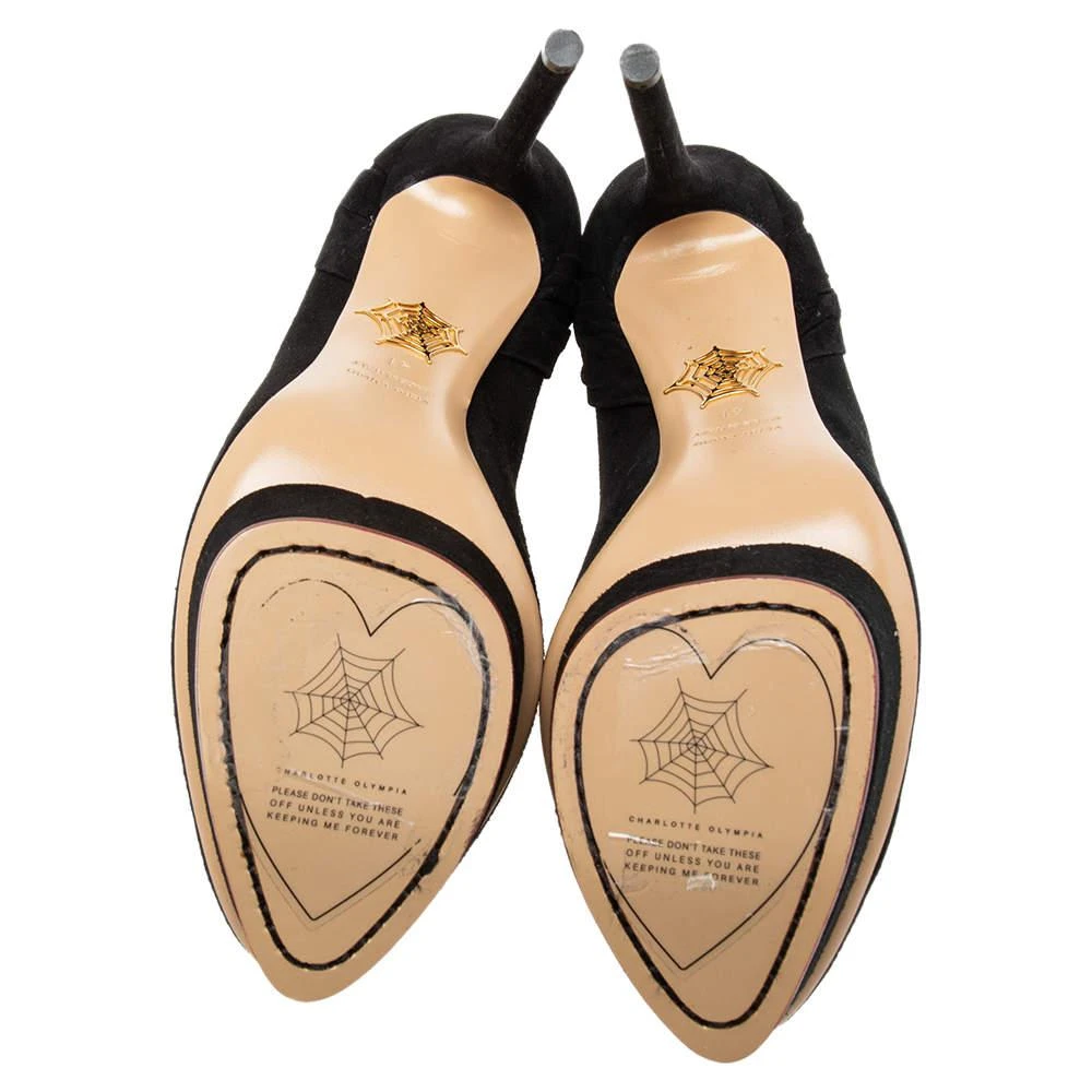 Charlotte Olympia Black Suede and Fabric Eccentric Josephine Knot Pumps Size 41 商品