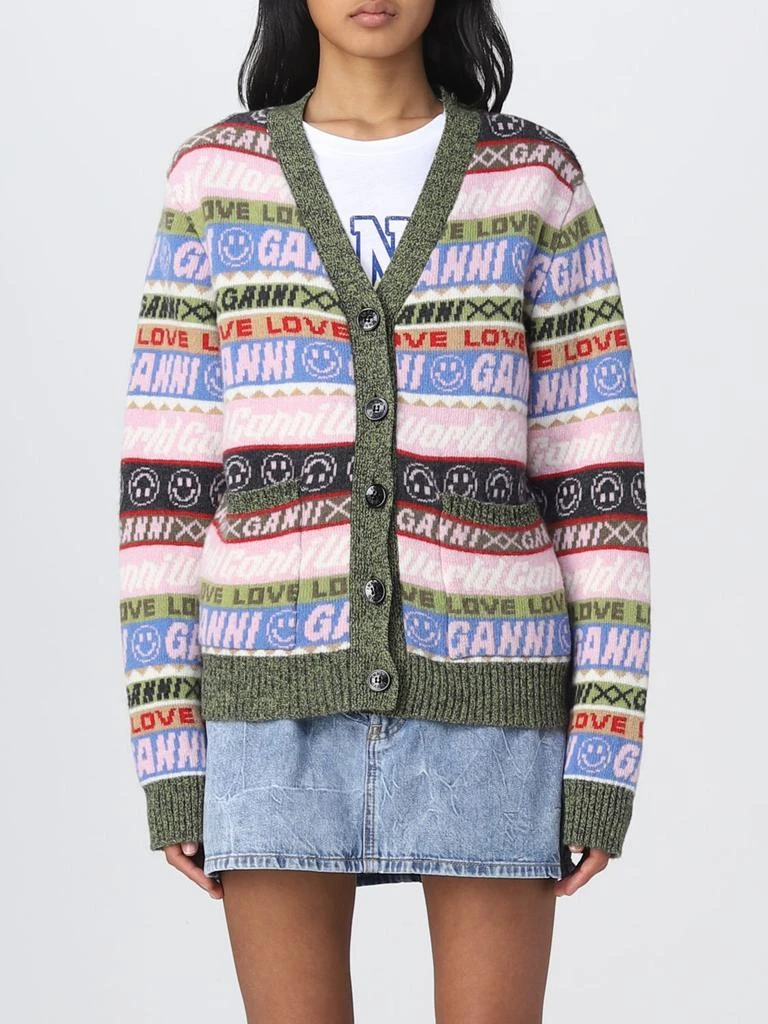 商品Ganni|Ganni all-over logo jacquard cardigan,价格¥2178,第1张图片