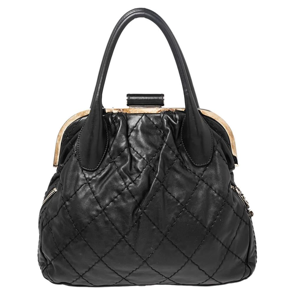 商品[二手商品] Chanel|Chanel Black Quilted Leather Expandable Zip Around Frame Satchel,价格¥4757,第4张图片详细描述