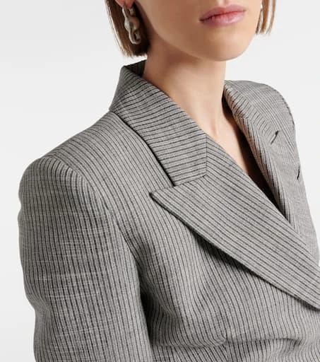 商品Acne Studios|Pinstripe double-breasted linen-blend blazer,价格¥5599,第4张图片详细描述