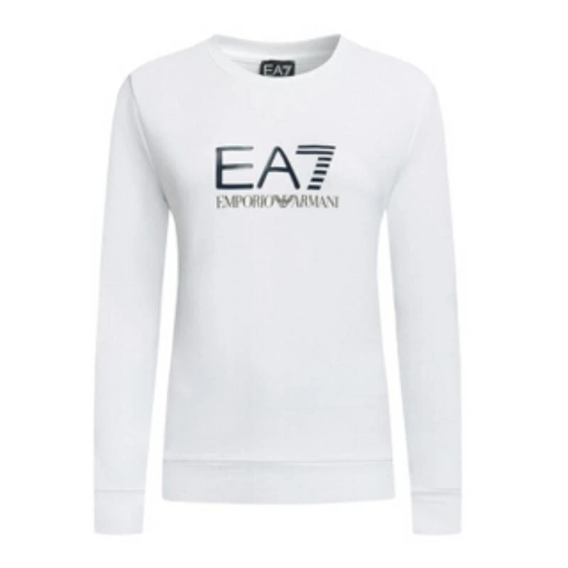 商品Emporio Armani|EMPORIO ARMANI 女士白色棉质圆领长袖卫衣 6ZTM38-TJ24Z-1100,价格¥524,第1张图片