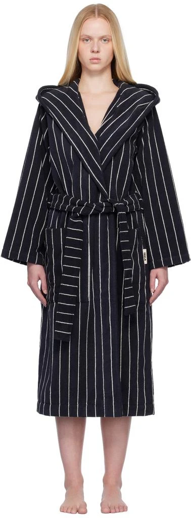 商品Tekla|Black & White Terry Hooded Bathrobe,价格¥1657,第1张图片