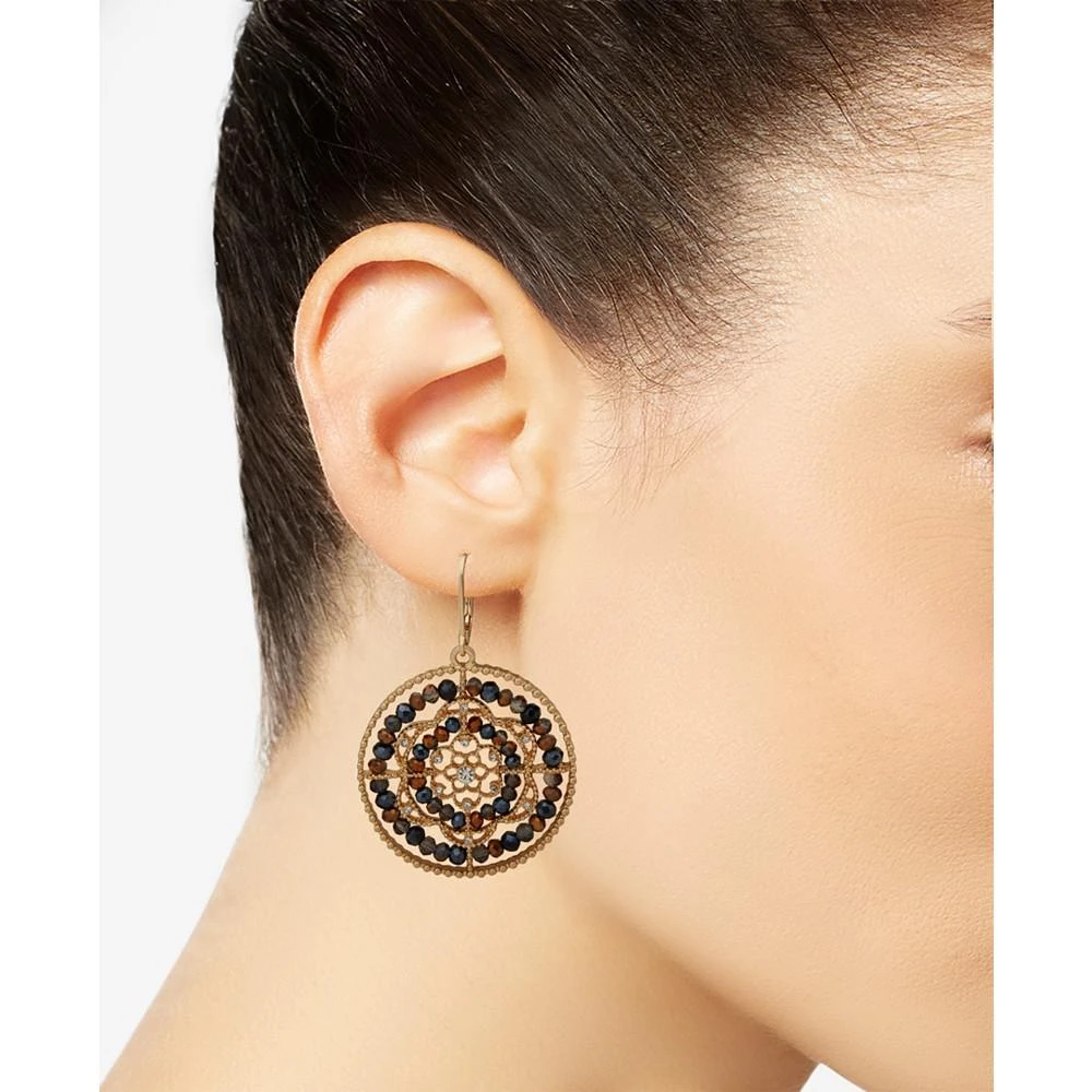 商品Lonna & Lilly|Gold-Tone Pavé & Bead Openwork Flower Drop Earrings,价格¥238,第2张图片详细描述