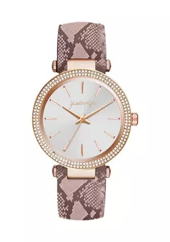 商品KENDALL & KYLIE|Rose Gold Tone Analog Watch with Blush Vegan Snakeskin Print Strap,价格¥563,第1张图片