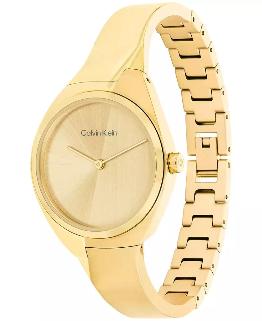 商品Calvin Klein|Women's 2-Hand Gold-Tone Stainless Steel Bangle Bracelet Watch 30mm,价格¥1422,第2张图片详细描述