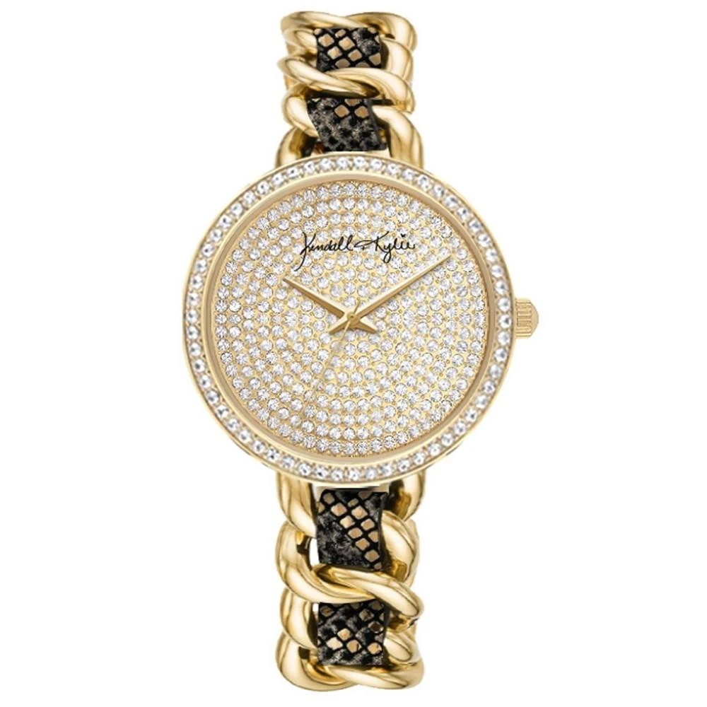 商品KENDALL & KYLIE|Women's Braided Black Stainless Steel Mesh Strap Analog Watch,价格¥114,第1张图片