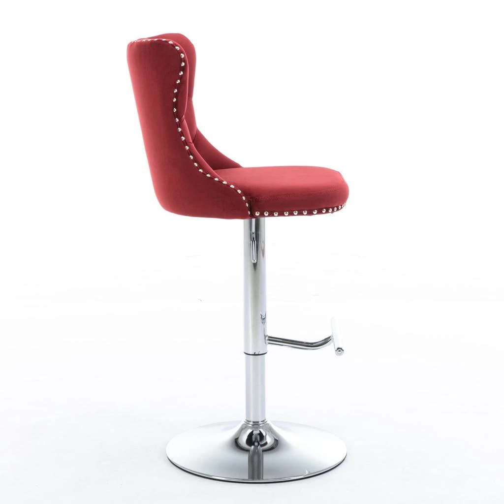 商品Streamdale Furniture|Streamdale Adjustable Swivel Barstools Set in Wine Red,价格¥1604,第4张图片详细描述