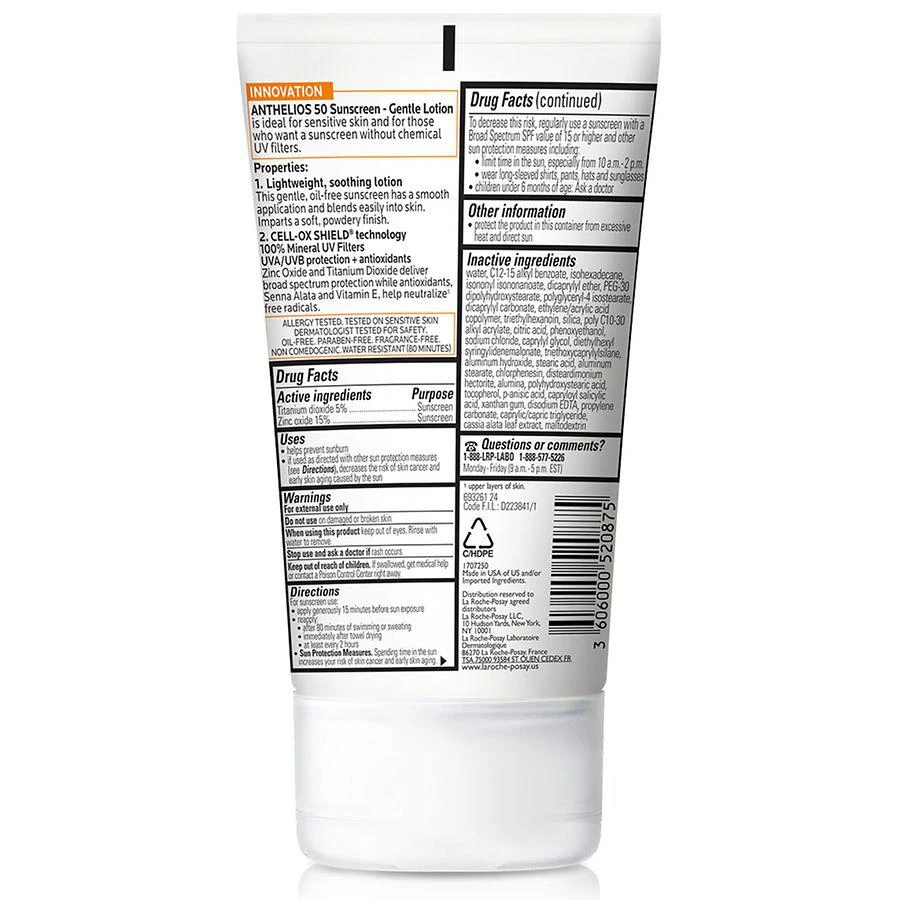 商品La Roche Posay|Body & Face Mineral Sunscreen Gentle Lotion SPF 50,价格¥166,第2张图片详细描述