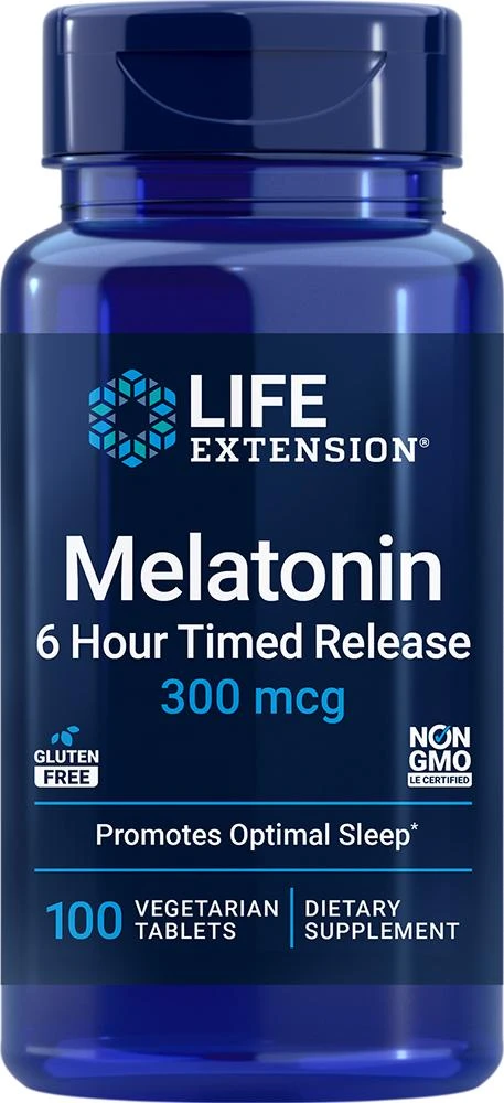 商品Life Extension|Melatonin 6 Hour Timed Release, 100 vegetarian tablets - 300 mcg (300 mcg, 100 vegetarian tablets), Life Extension,价格¥66,第1张图片