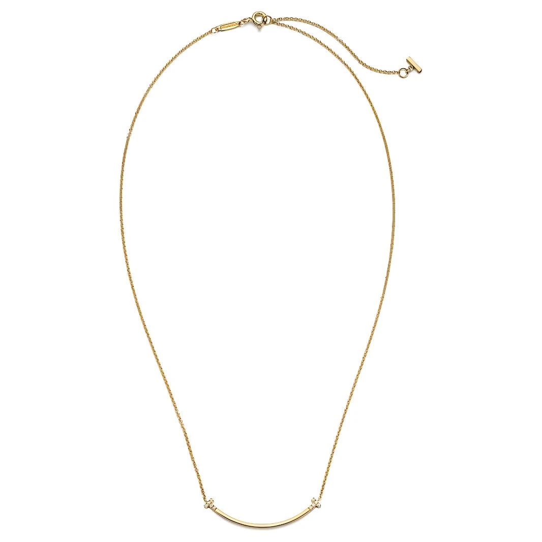 商品[国内直发] Tiffany & Co.|蒂芙尼 Tiffany T 系列 微笑镶钻吊坠 18K金 项链 女款 金色,价格¥17000,第5张图片详细描述