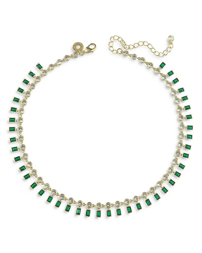 商品Kenneth Jay Lane|Round & Emerald Cut Cubic Zirconia Choker Necklace in 14K Gold Plated, 14"-17",价格¥3108,第1张图片