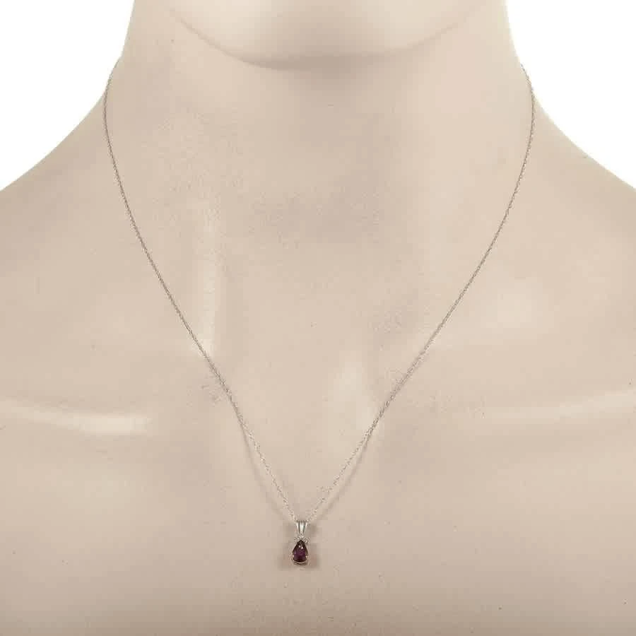 商品LB Exclusive|14K White Gold 0.02 ct Diamond and Garnet Necklace,价格¥1488,第2张图片详细描述