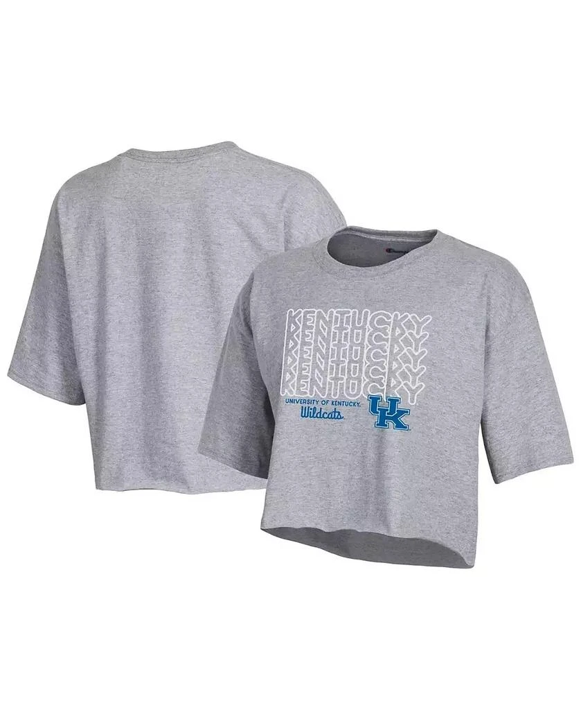 商品CHAMPION|Women's Heather Gray Kentucky Wildcats Boyfriend Cropped T-shirt,价格¥232,第1张图片