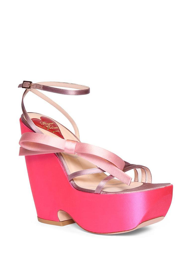 商品Roger Vivier|100mm Choc Bow Satin Wedges,价格¥11205,第2张图片详细描述