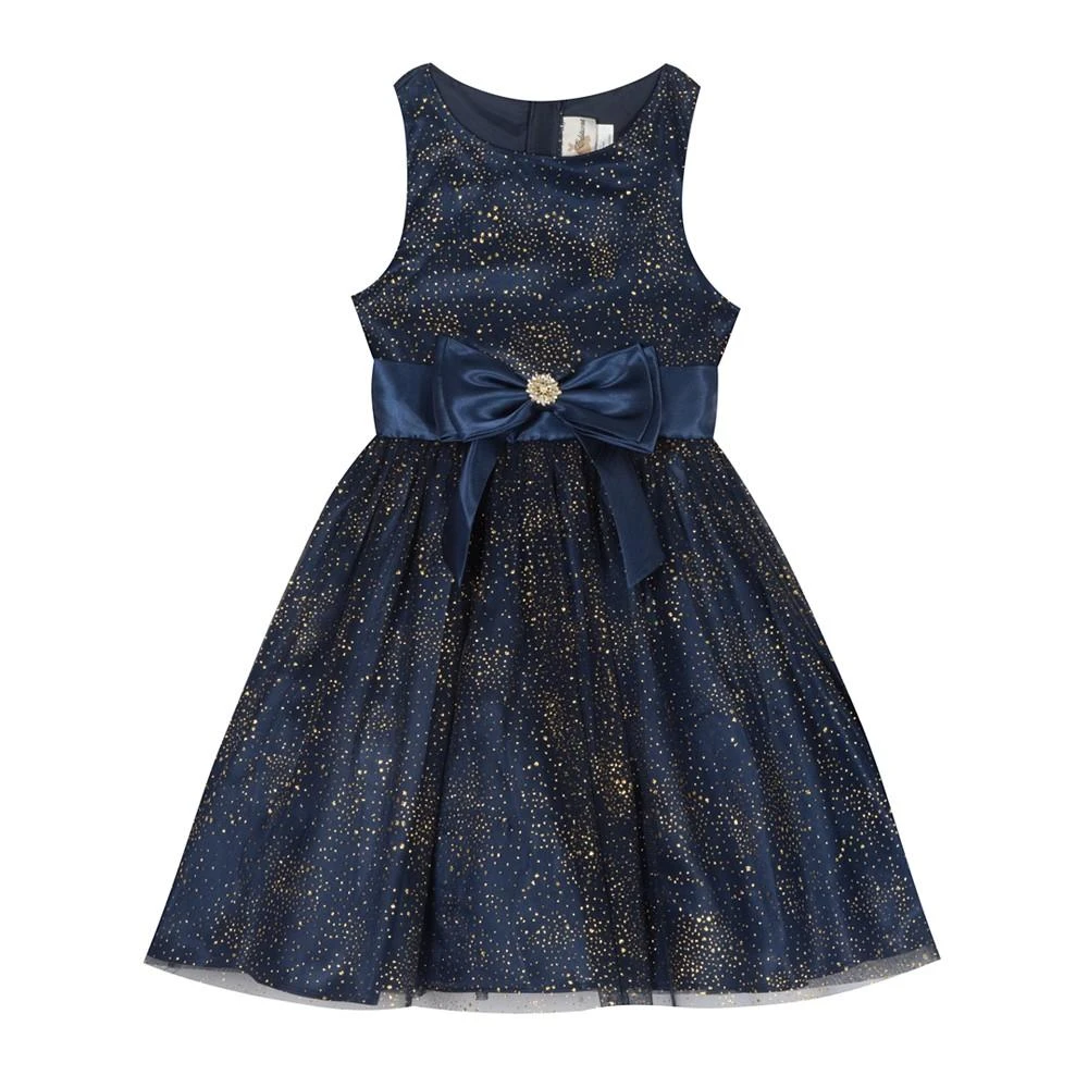 商品Rare Editions|Big Girls Foil-Mesh Satin-Bow Dress & Faux-Fur Vest,价格¥250,第2张图片详细描述