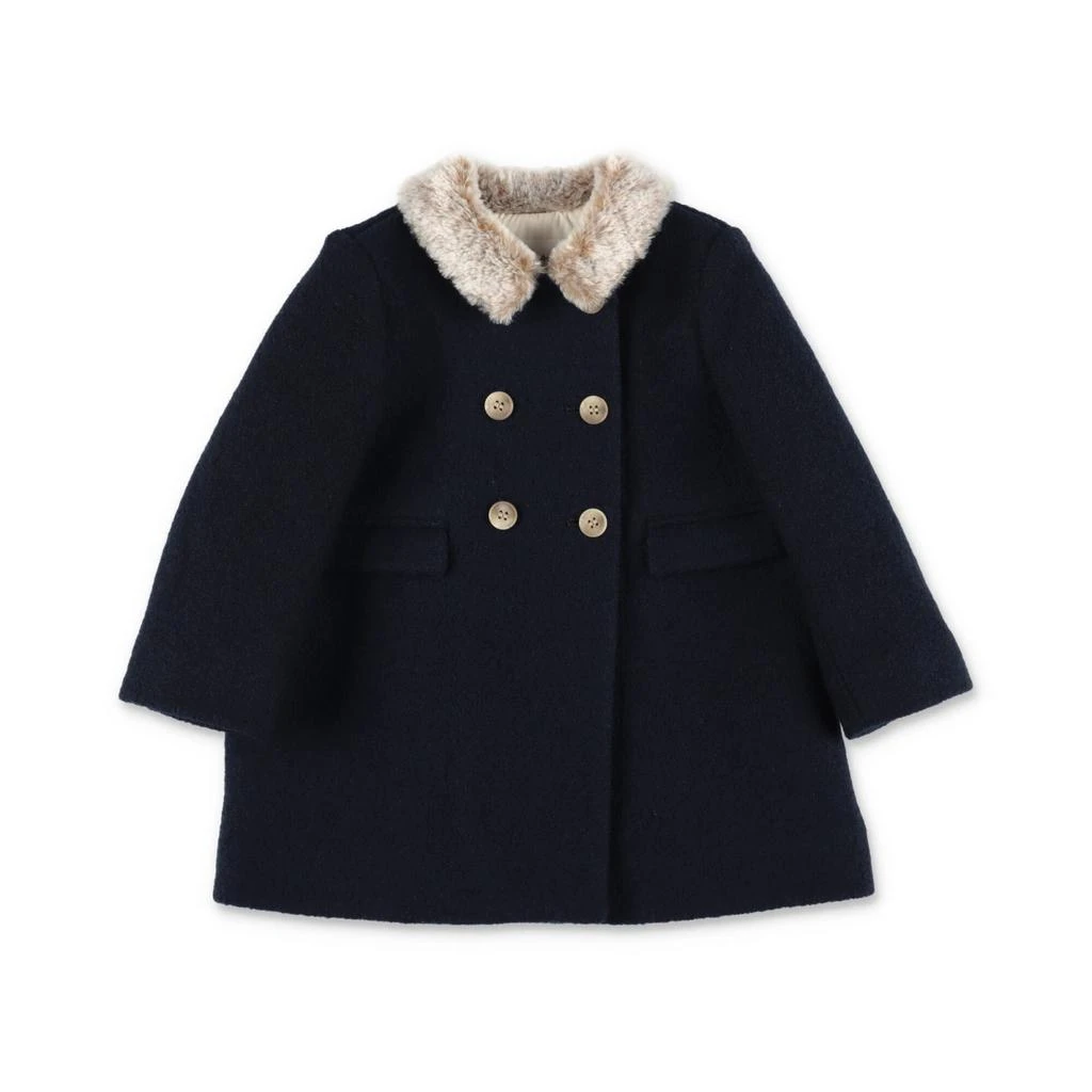 商品Bonpoint|Cappotto Blu In Pura Lana Vergine Baby Girl,价格¥2466,第1张图片