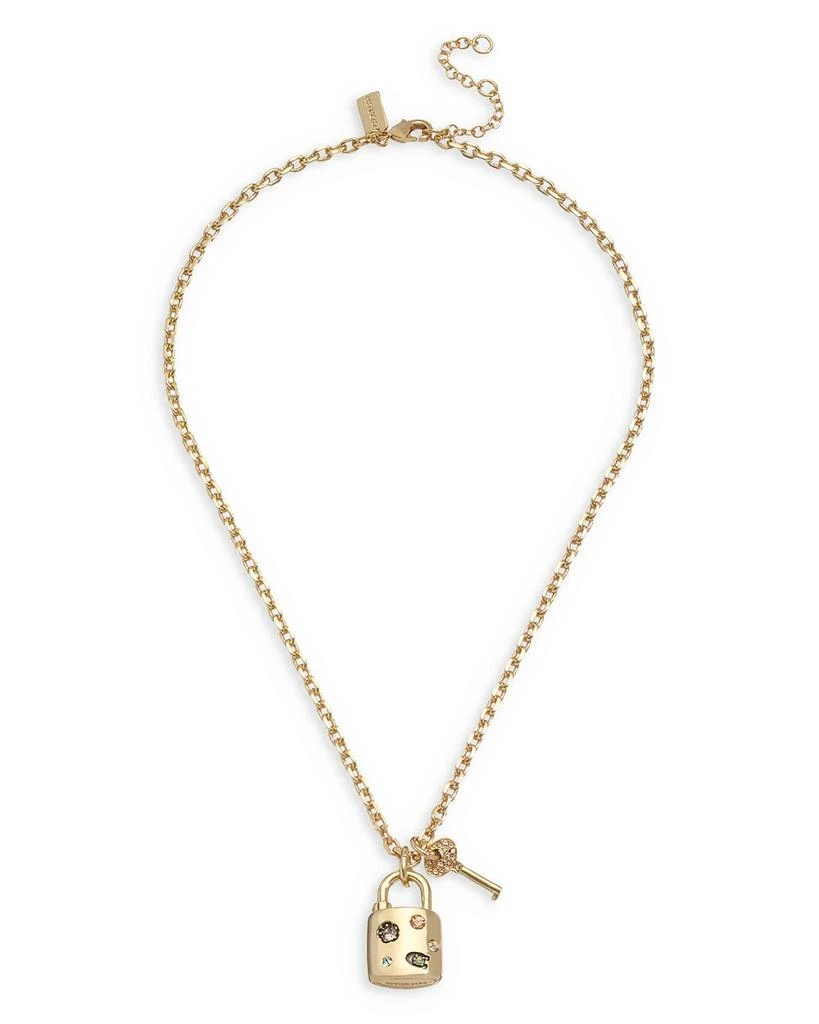 Signature Gem Multicolor Crystal Padlock Pendant Necklace in Gold Tone, 16"-18" 商品