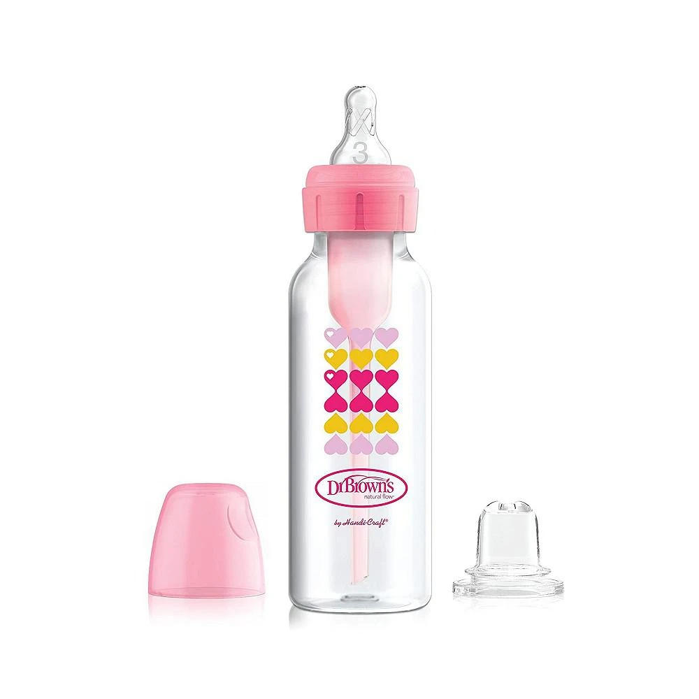 商品Dr. Browns|Options+ Anti-Colic Baby Bottle to Sippy Bottle Starter Kit, 8oz, Pink,价格¥149,第1张图片