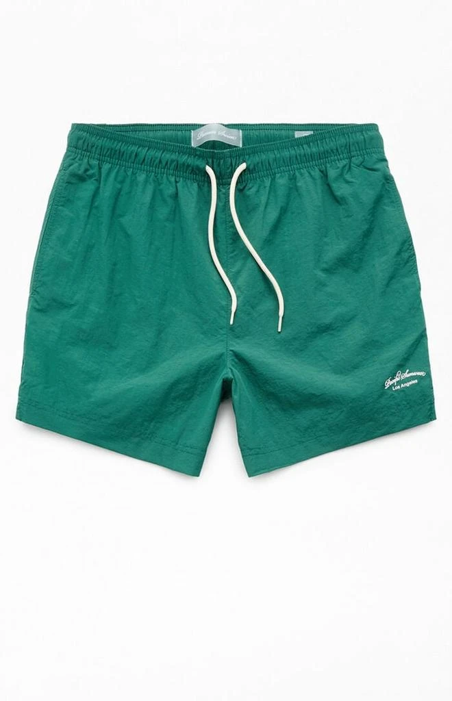 商品PacSun|Green Collegiate 4.5" Swim Trunks,价格¥231,第1张图片