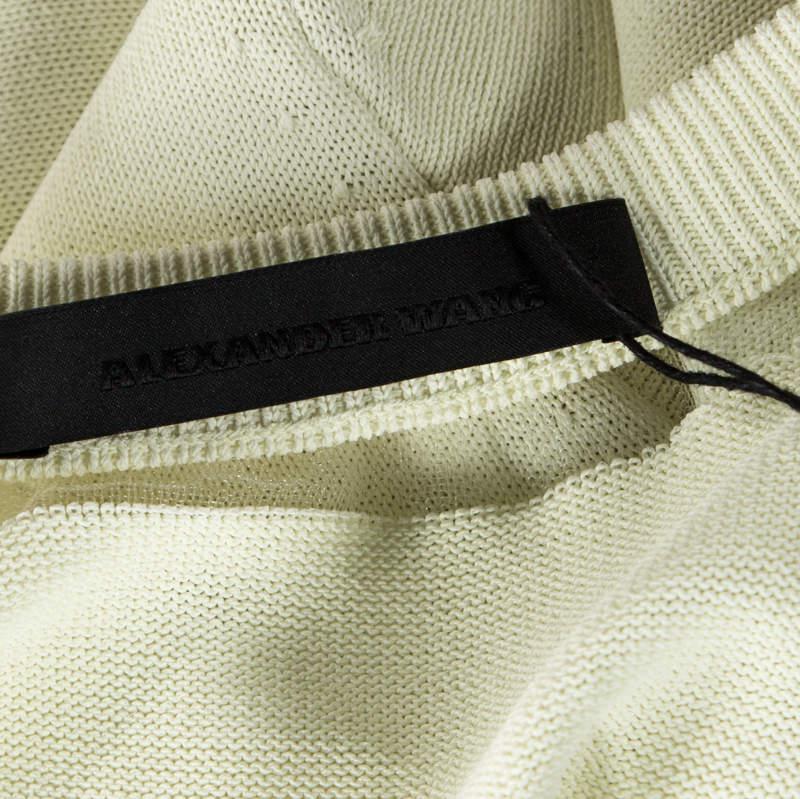 Alexander Wang Highlighter Yellow Knit Sheer Paneled Pullover L商品第5张图片规格展示