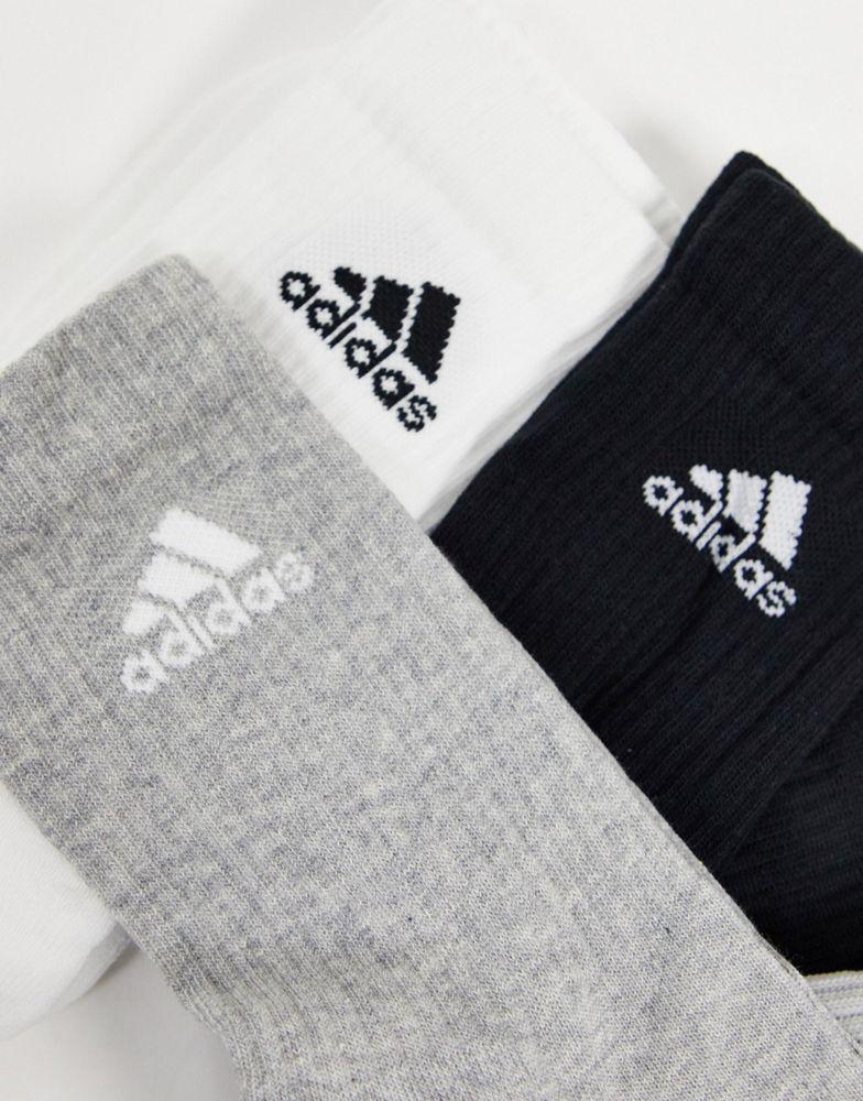 adidas Running 3 pack cushioned crew socks in multi商品第2张图片规格展示