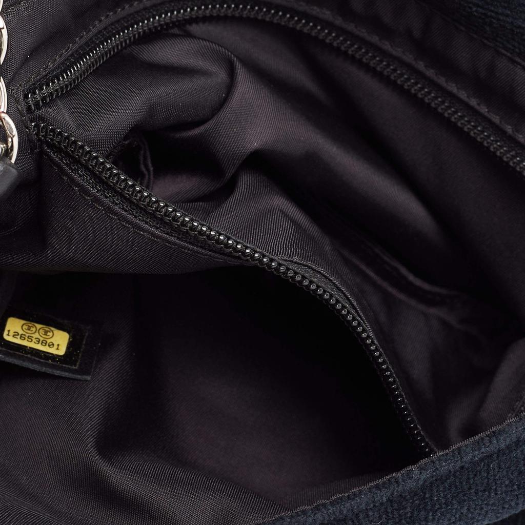 Chanel Black/Grey Corduroy And Patent Leather Cambon Shoulder Bag商品第7张图片规格展示