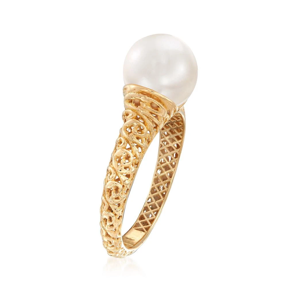 商品Ross-Simons|9-9.5mm Cultured Pearl Filigree Ring in 14kt Yellow Gold,价格¥3609,第3张图片详细描述