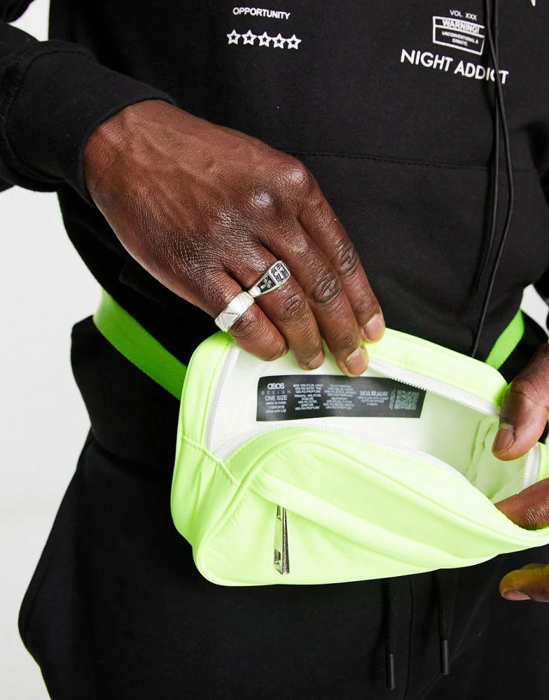 商品ASOS|ASOS DESIGN cross body bum bag with zip pouch in neon green,价格¥112,第3张图片详细描述