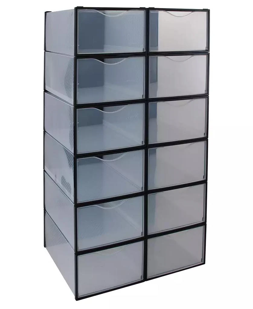 商品Simplify|Set of 12 Stackable Shoe Boxes in Black,价格¥303,第1张图片