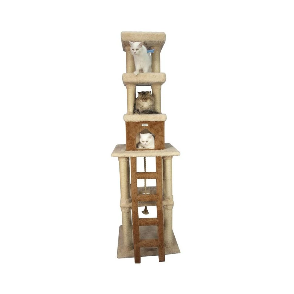 商品Macy's|Multi-Level Real Wood Cat Tower With Condo, Rope Swing, Ladder and 2 Perches,价格¥2662,第1张图片