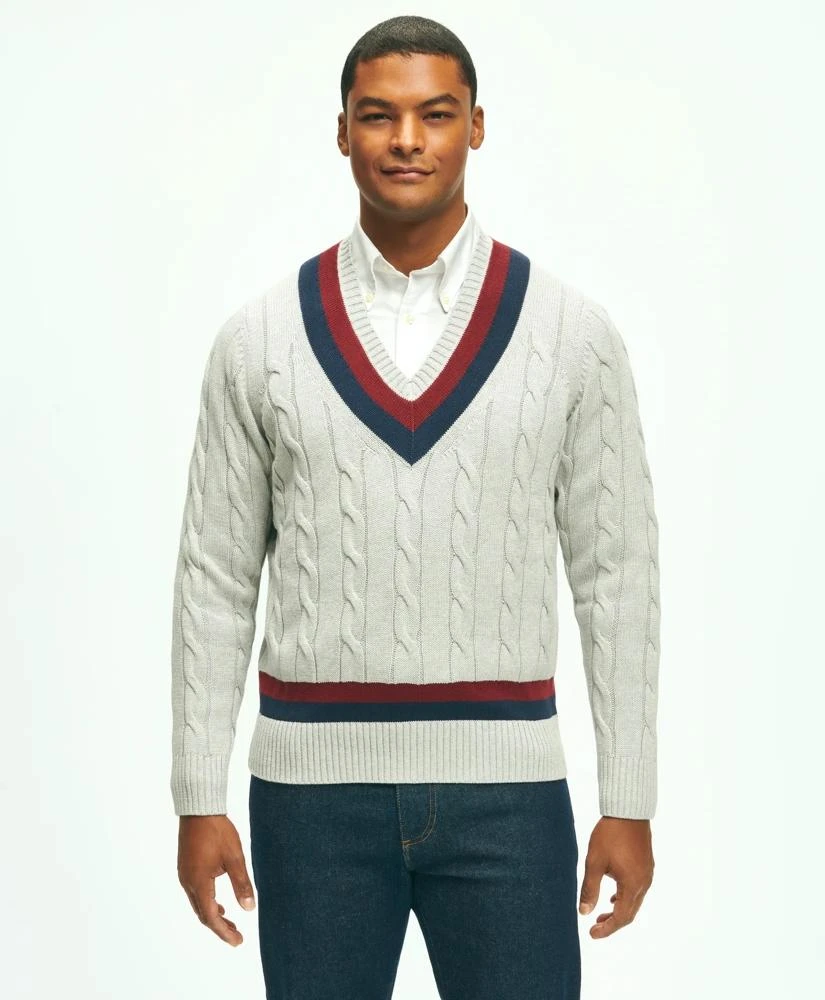 Vintage-Inspired Tennis V-Neck Sweater in Supima® Cotton 商品