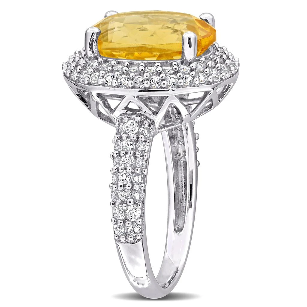 商品Mimi & Max|5 5/8ct TGW Oval-Cut Citrine and White Topaz Double Halo Ring in Sterling Silver,价格¥787,第5张图片详细描述