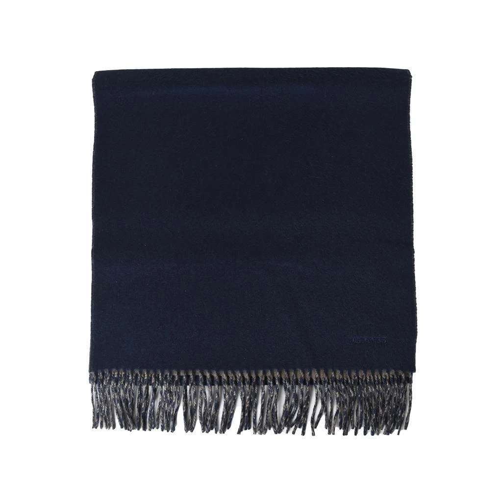 商品Hermes|Hermes Embroidered Muffler Scarf Navy Khaki,价格¥4728,第1张图片