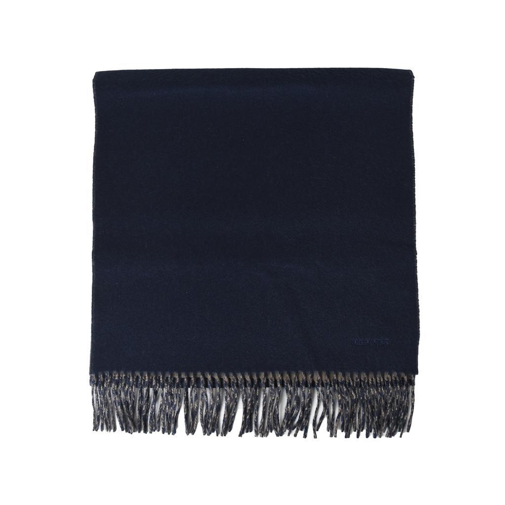 商品Hermes|Hermes Embroidered Muffler Scarf Navy Khaki,价格¥4692,第1张图片