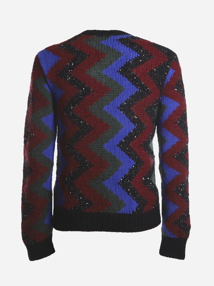Saint Laurent Sweater With Jacquard Workmanship And Zig Zag Pattern商品第3张图片规格展示