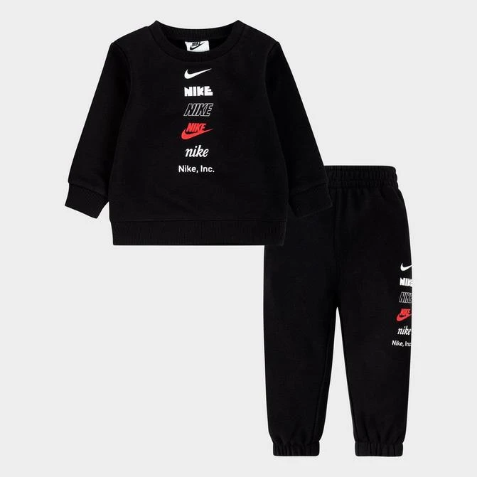 商品NIKE|Infant Nike Multi Logo Crewneck Sweatshirt and Jogger Pants Set,价格¥361,第1张图片