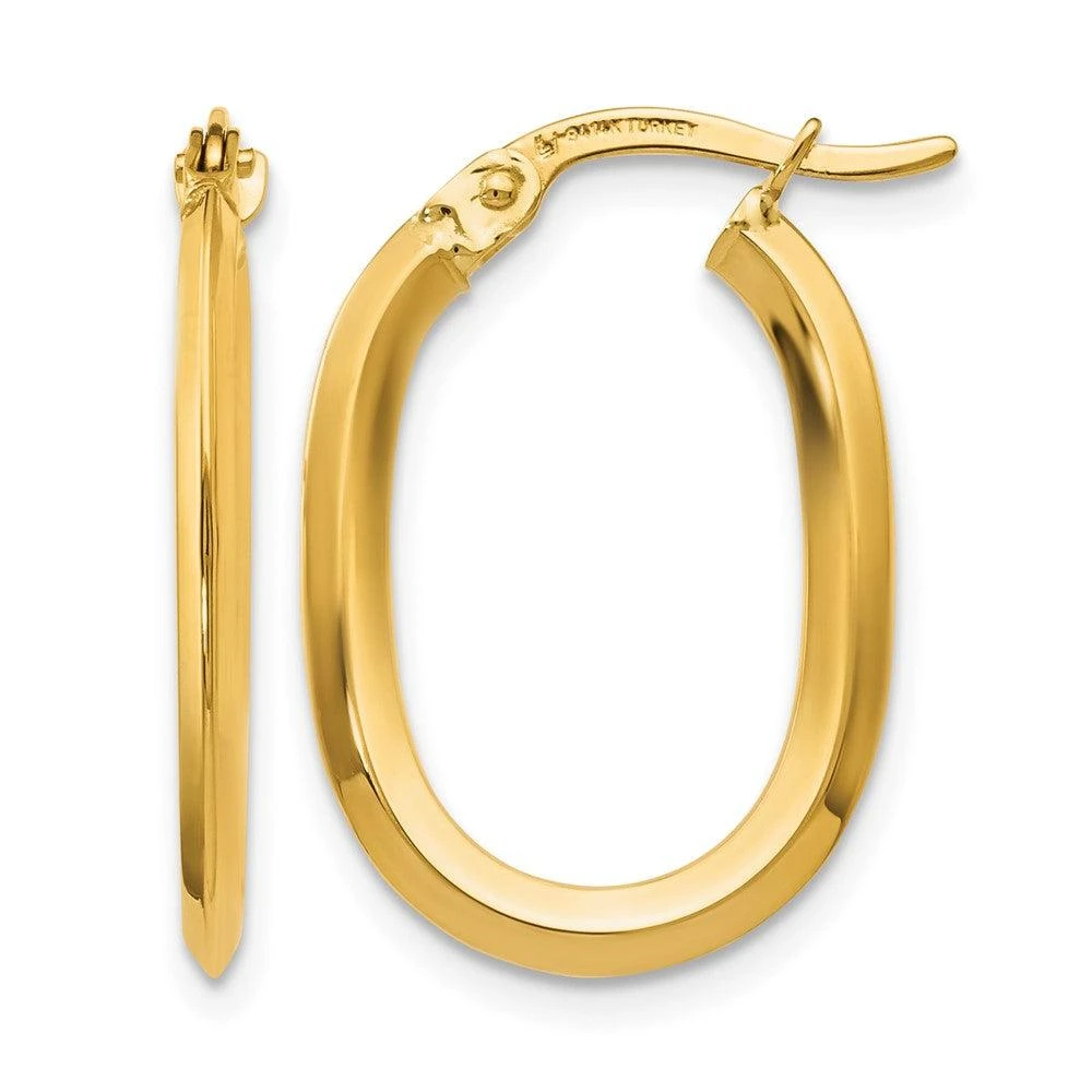 商品Diamond2Deal|14K Yellow Gold Oval Hinged Hoop Earrings,价格¥3097,第1张图片