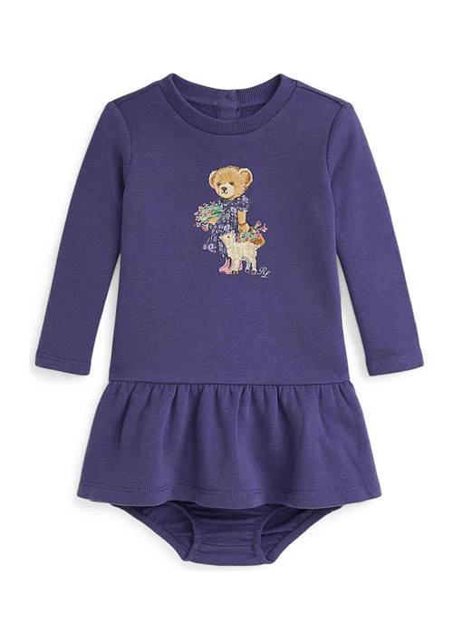 商品Ralph Lauren|Lauren Childrenswear Baby Girls Polo Bear Fleece Dress Bloomer,价格¥391,第1张图片