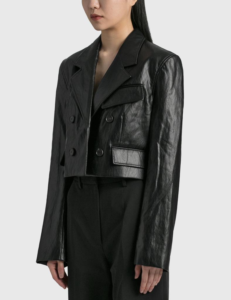 Faux Leather Cropped Jacket商品第2张图片规格展示